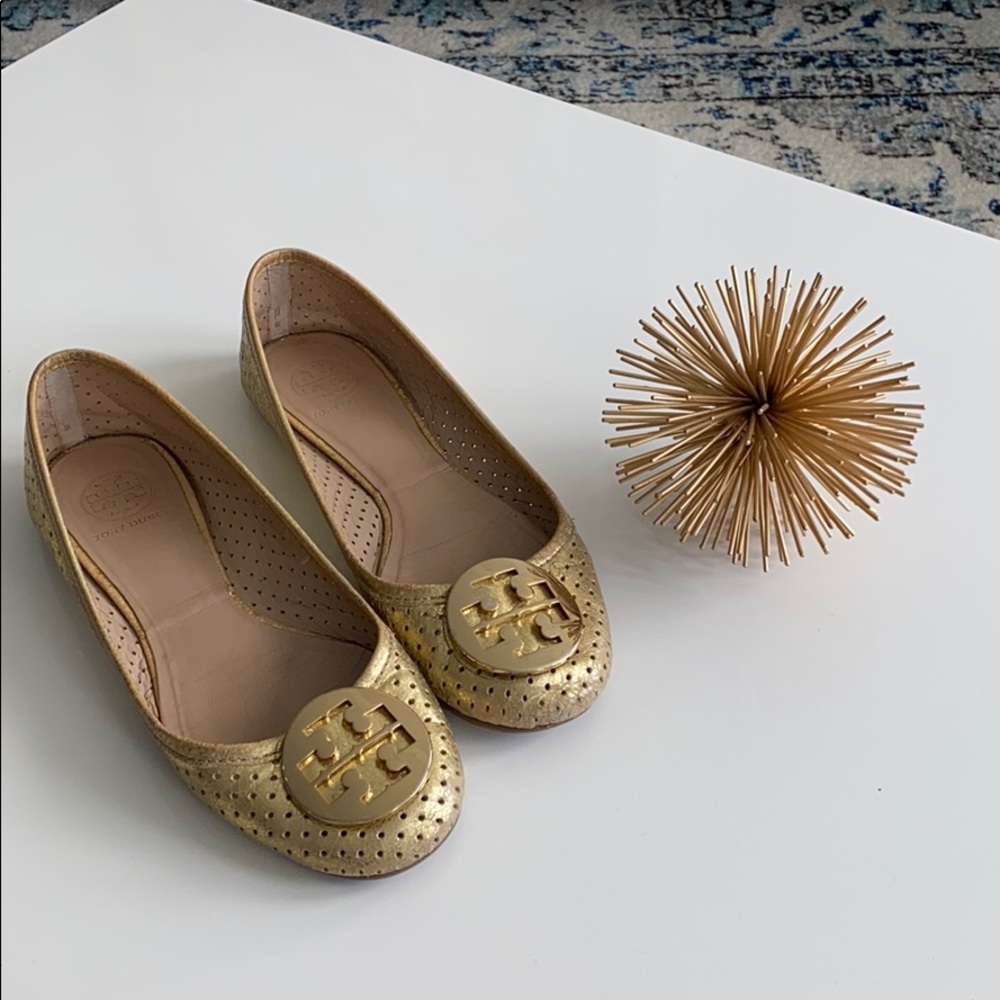 Tory Burch gold flats
